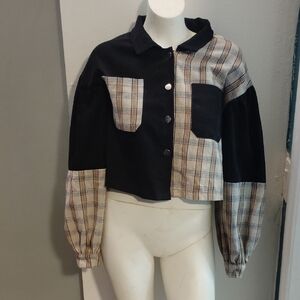 Plaid Black and Tan Women's Jacket
